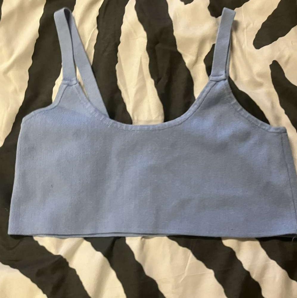 Love for humanity, size small, light blue crop tank